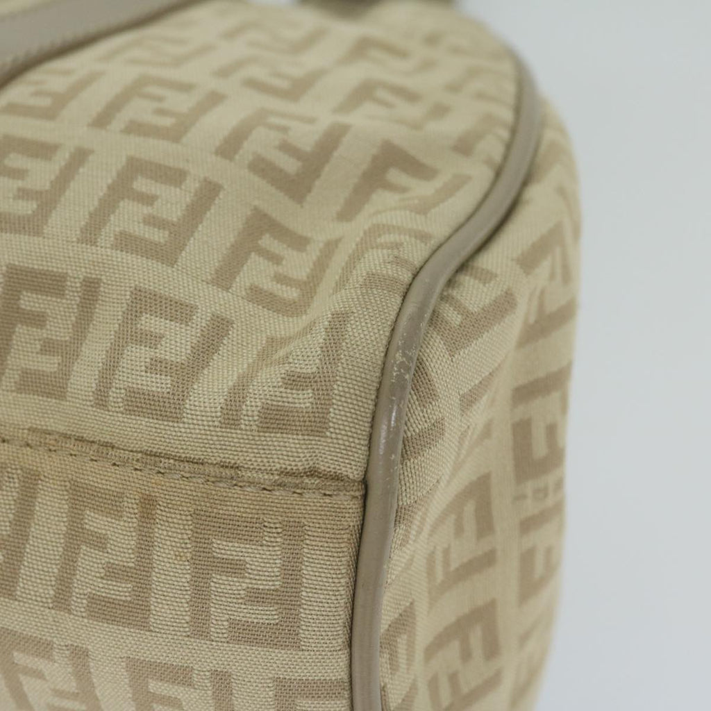 FENDI Zucchino Canvas Shoulder Bag Beigeyk9541