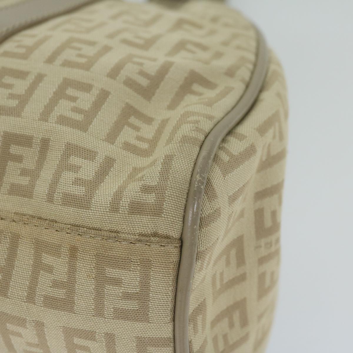 FENDI Zucchino Canvas Shoulder Bag Beigeyk9541