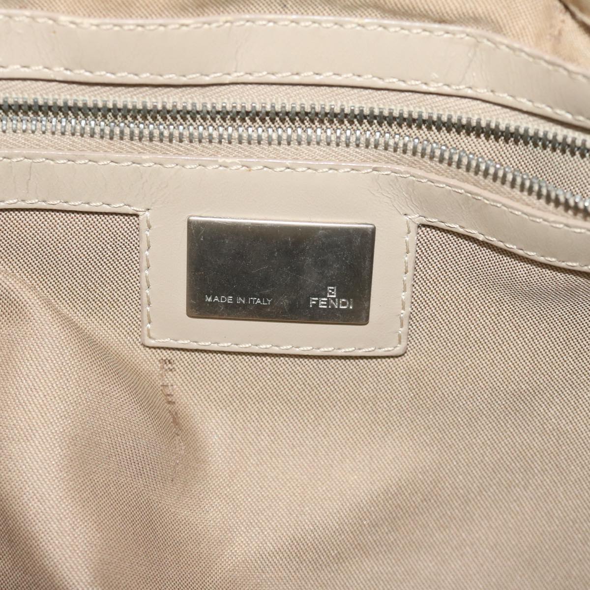 FENDI Zucchino Canvas Shoulder Bag Beigeyk9541