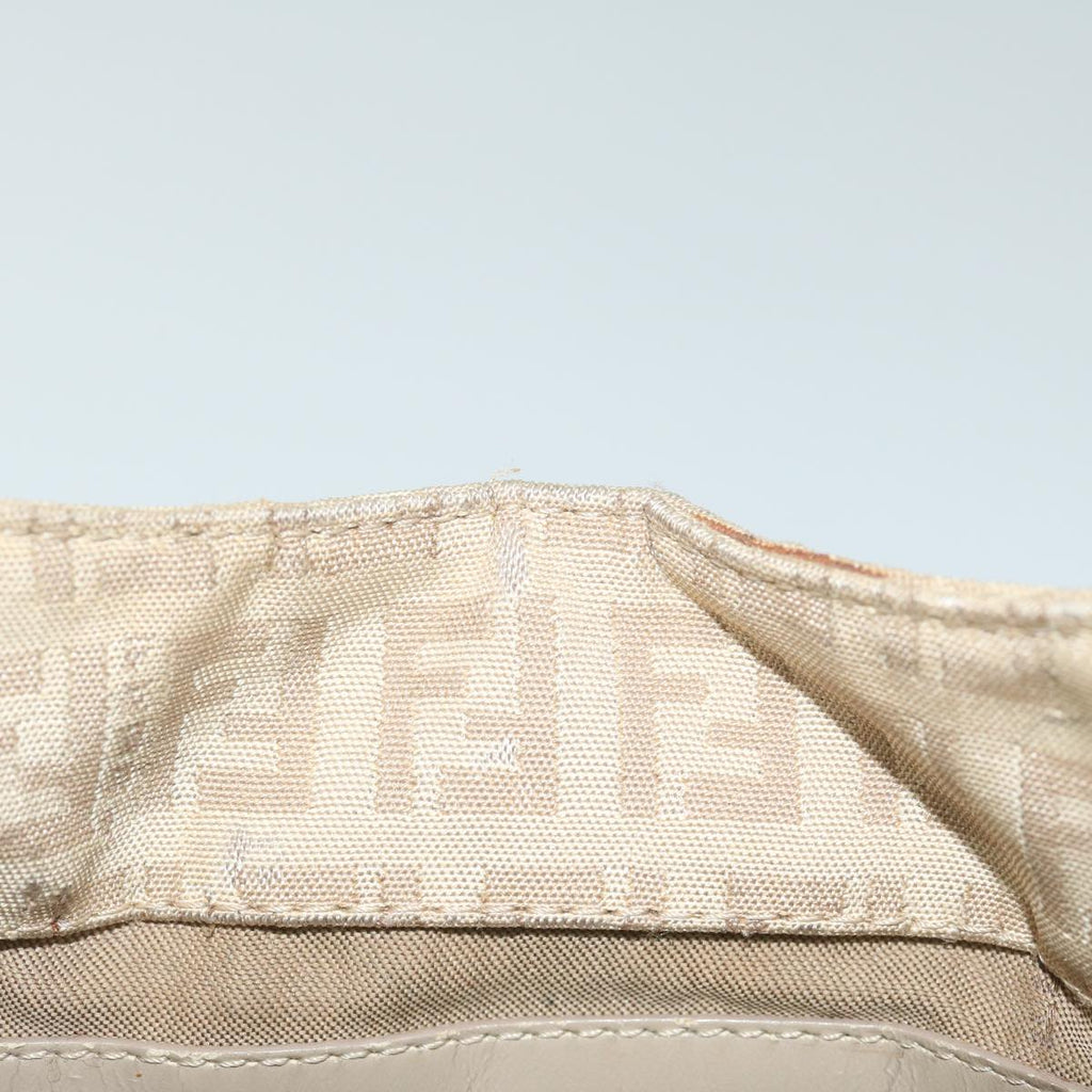 FENDI Zucchino Canvas Shoulder Bag Beigeyk9541