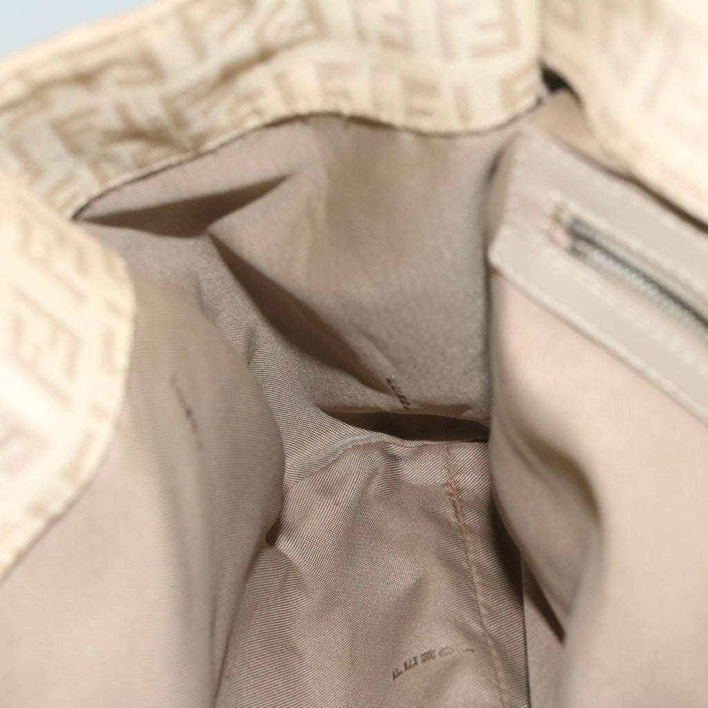 FENDI Zucchino Canvas Shoulder Bag Beigeyk9541