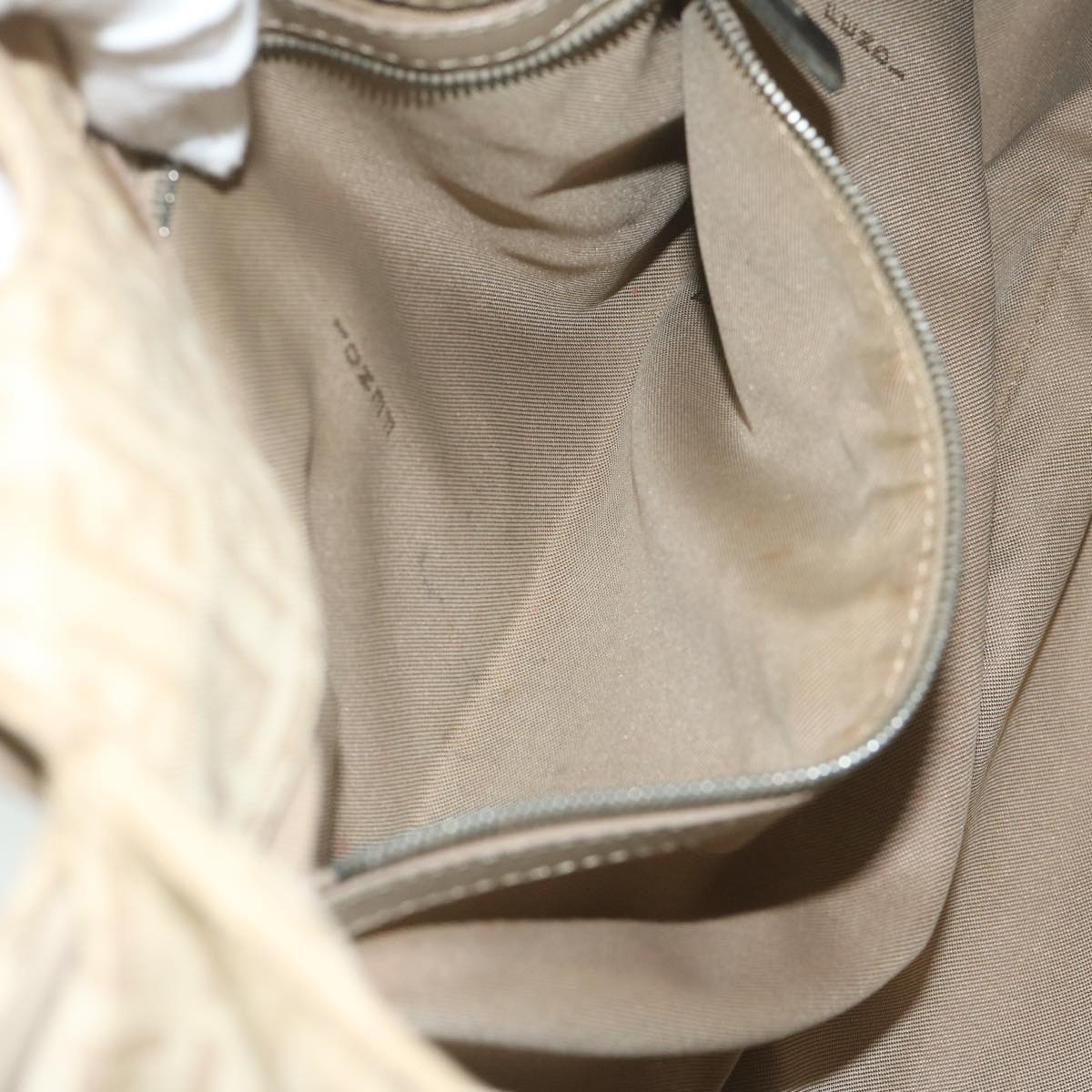 FENDI Zucchino Canvas Shoulder Bag Beigeyk9541