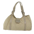 FENDI Zucchino Canvas Shoulder Bag Beigeyk9541