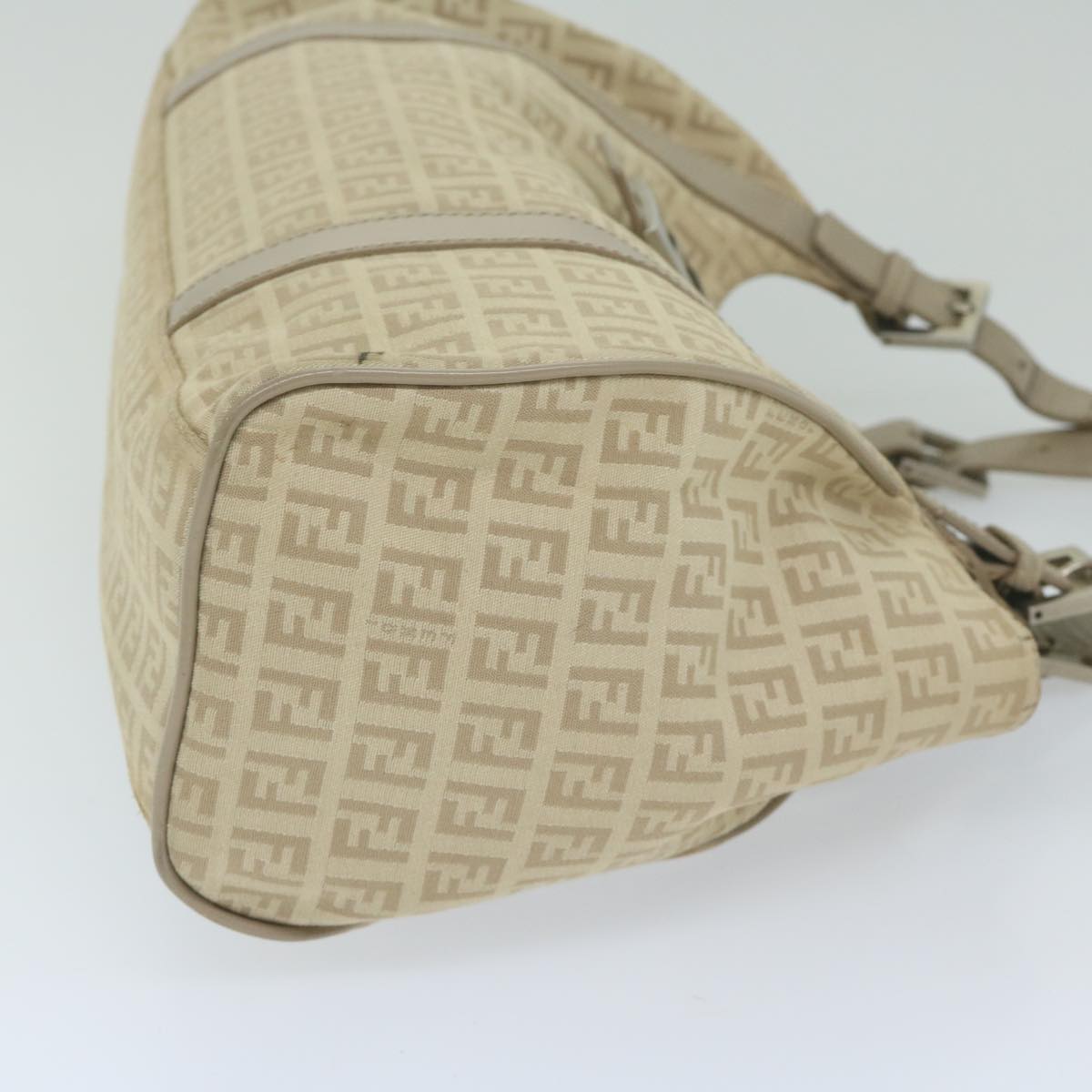 FENDI Zucchino Canvas Shoulder Bag Beigeyk9541