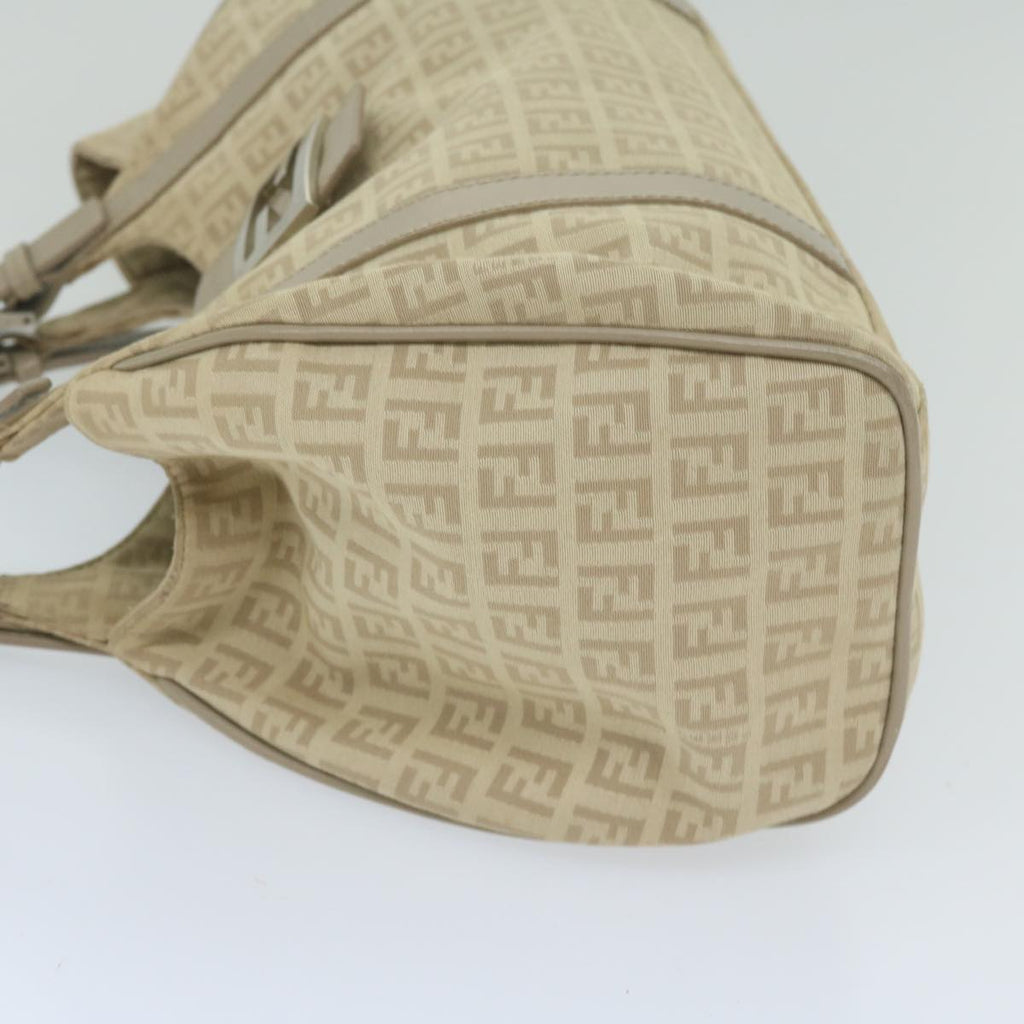 FENDI Zucchino Canvas Shoulder Bag Beigeyk9541