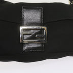FENDI Mamma Baguette Shoulder Bag Nylon Blackyk9545
