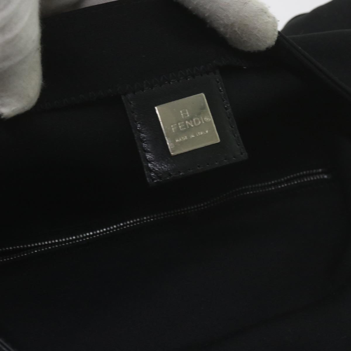 FENDI Mamma Baguette Shoulder Bag Nylon Blackyk9545