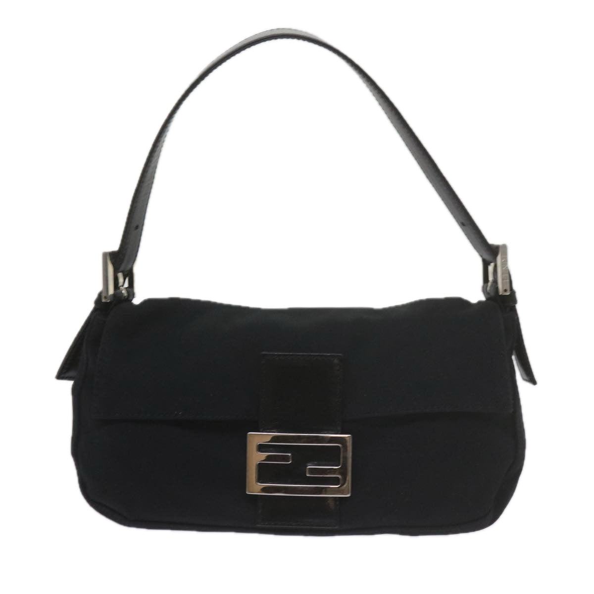 FENDI Mamma Baguette Shoulder Bag Nylon Blackyk9545
