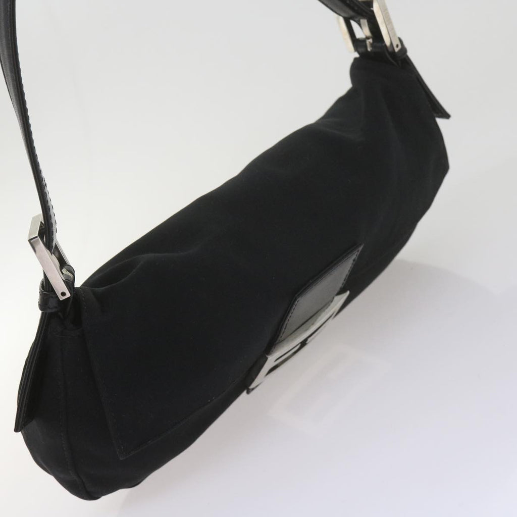 FENDI Mamma Baguette Shoulder Bag Nylon Blackyk9545
