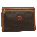 CELINE Macadam Canvas Clutch Bag PVC Leather Brown 9555