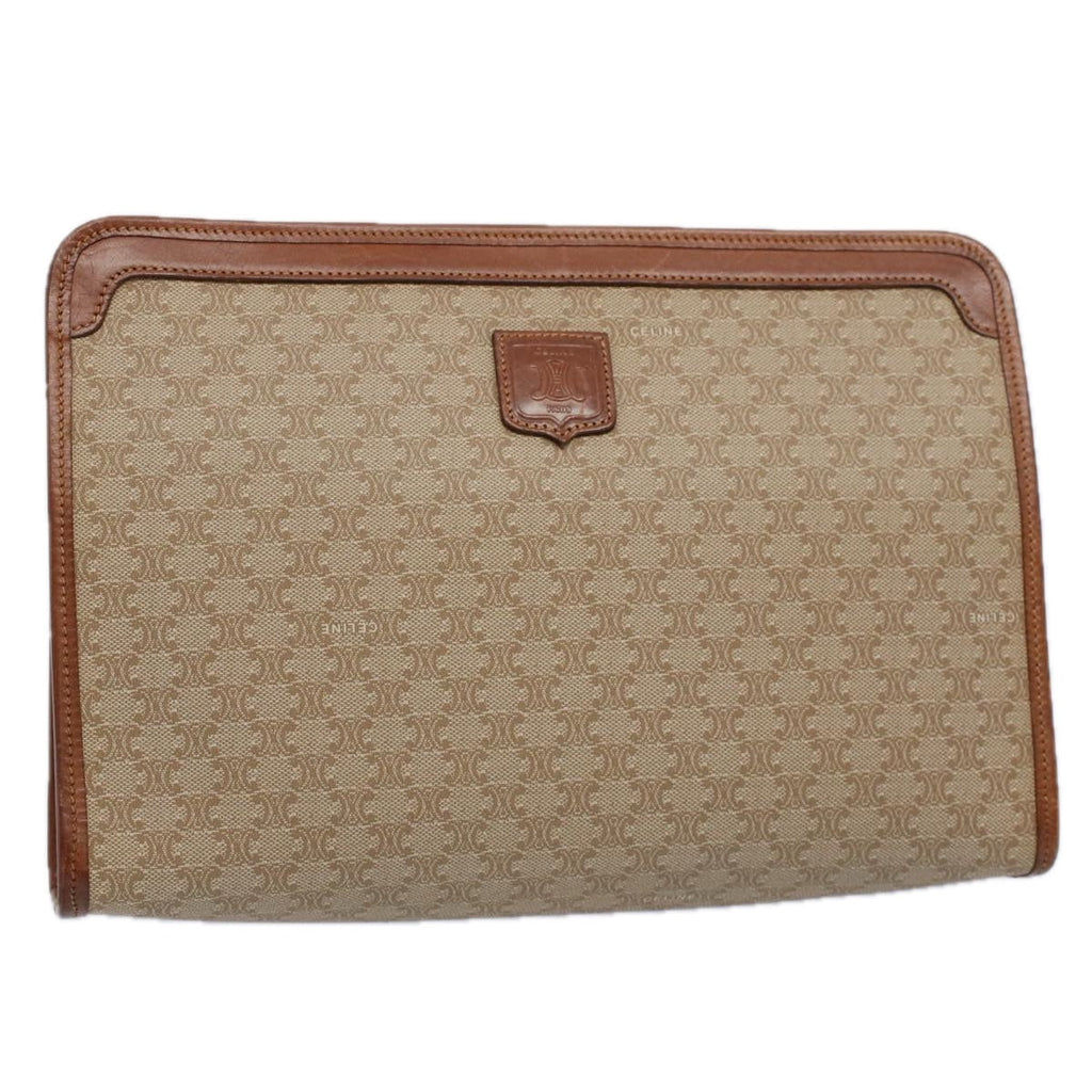 CELINE Macadam Canvas Clutch Bag Beige 9598