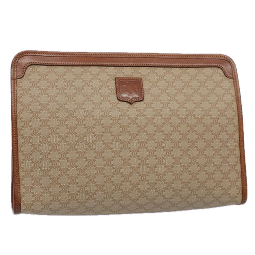 CELINE Macadam Canvas Clutch Bag Beige 9598