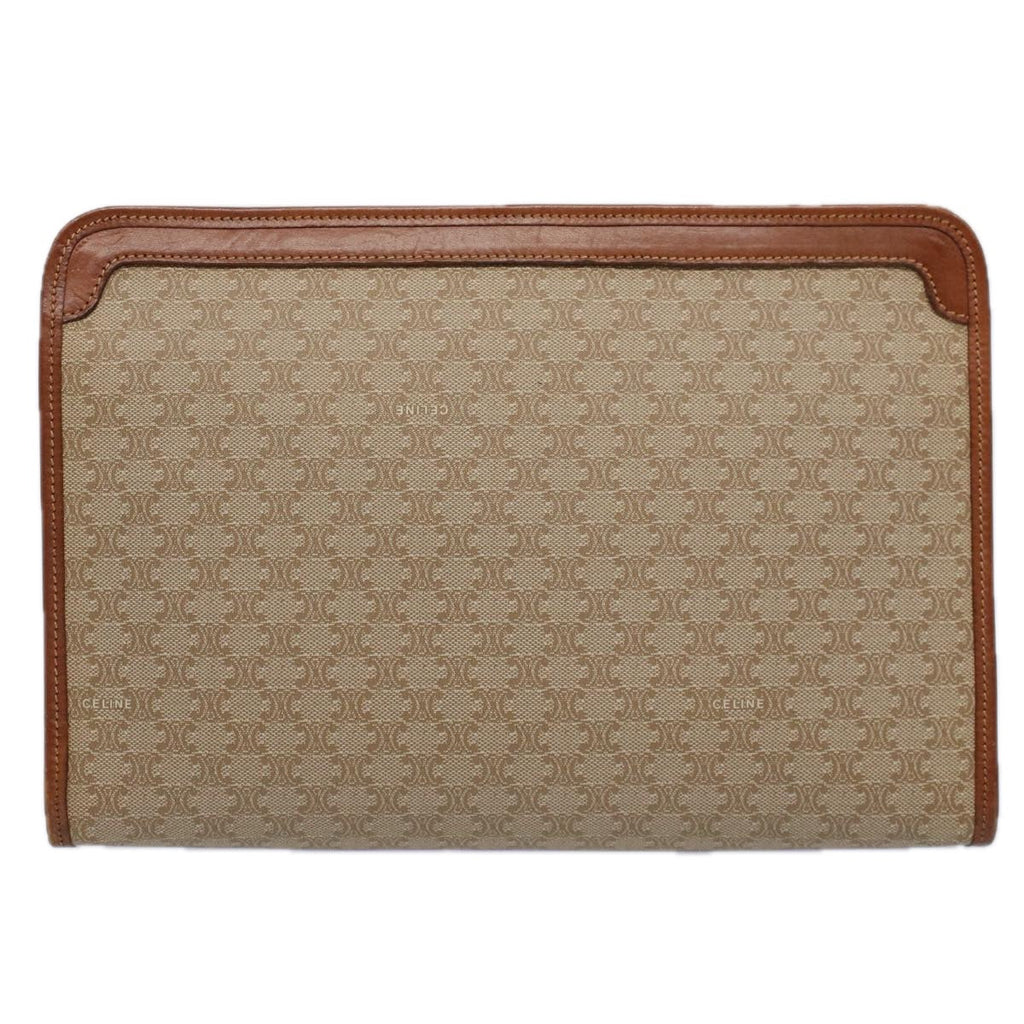 CELINE Macadam Canvas Clutch Bag Beige 9598