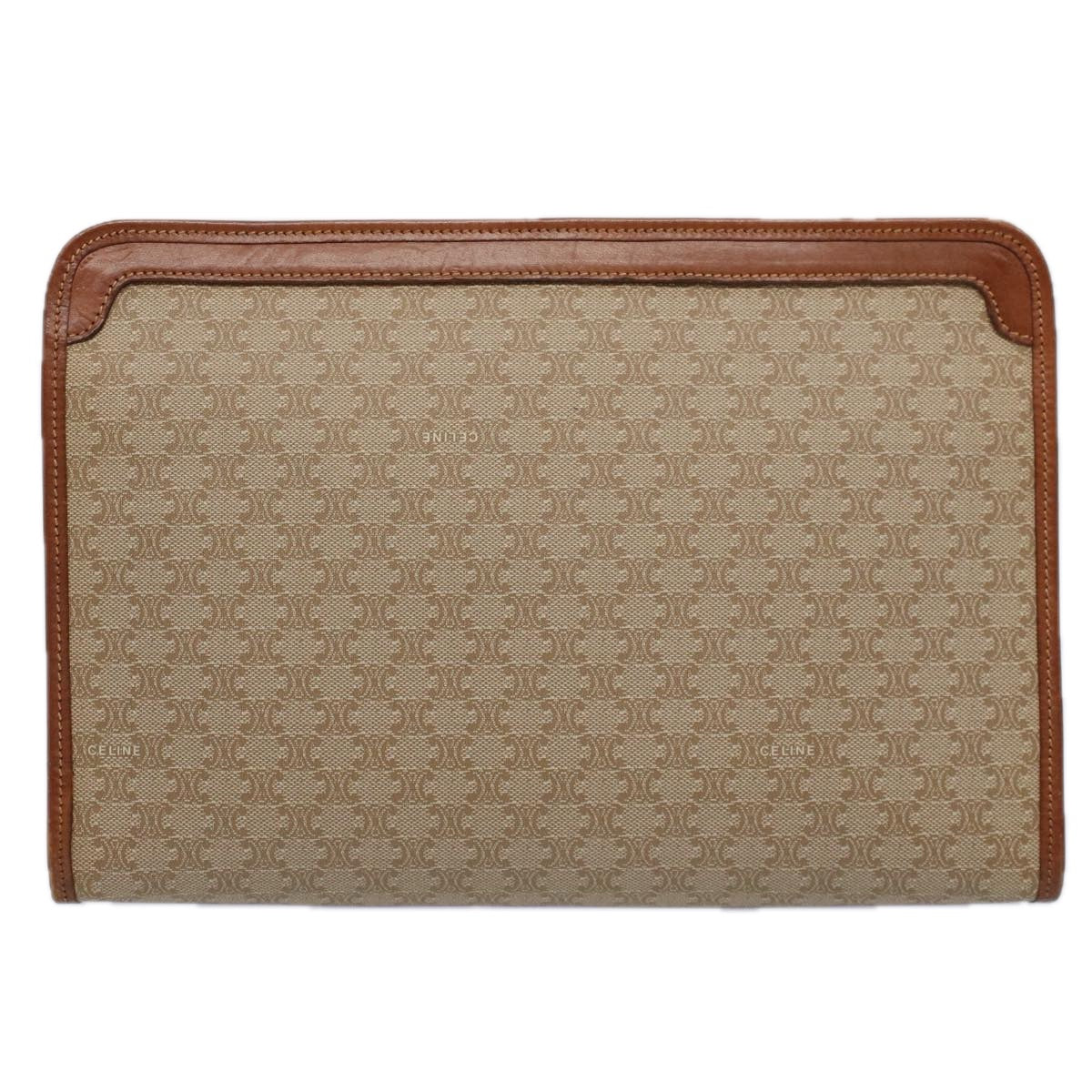CELINE Macadam Canvas Clutch Bag Beige 9598