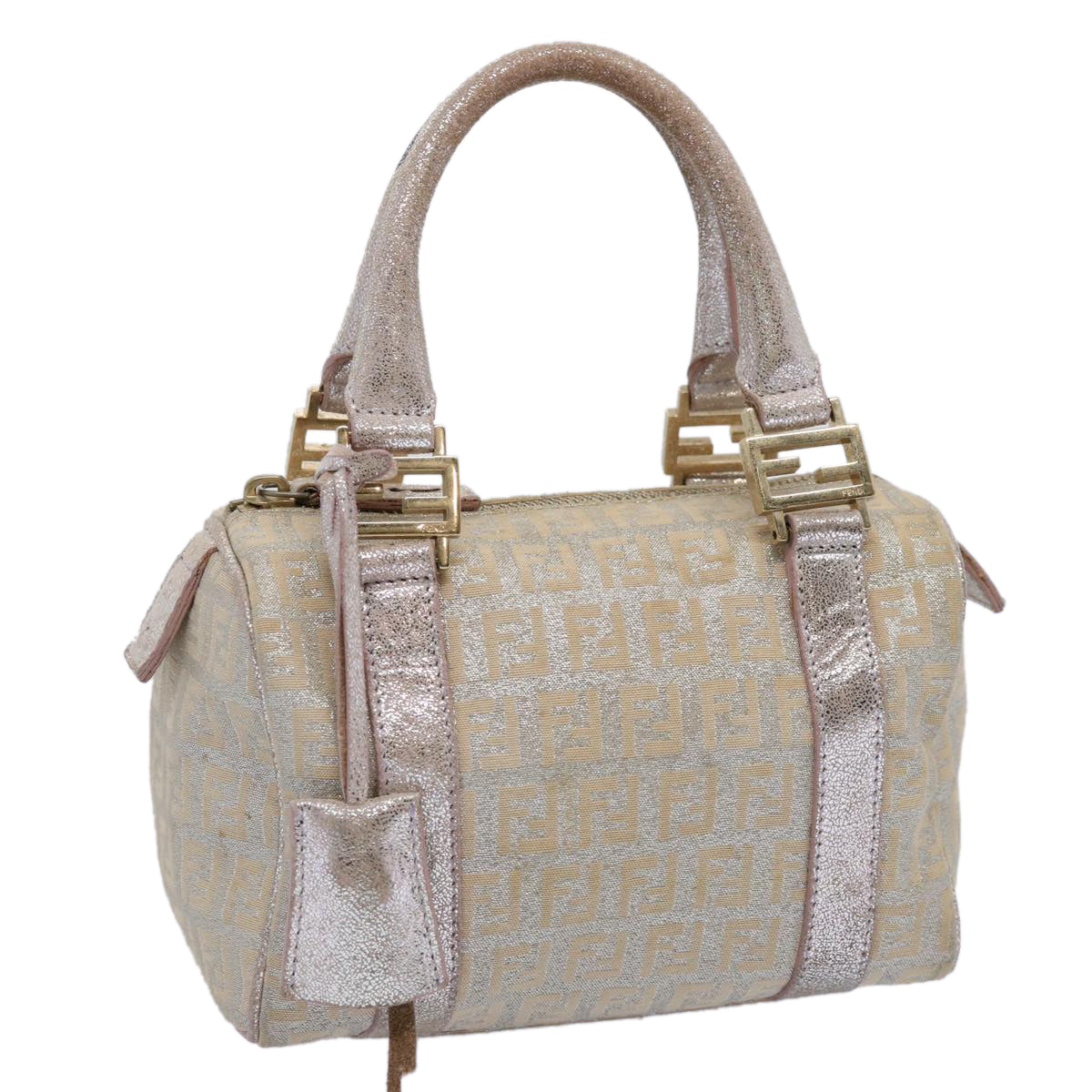 FENDI Zucchino Canvas Hand Bag Silveryk9629