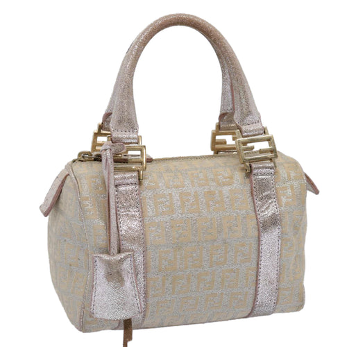 FENDI Zucchino Canvas Hand Bag Silveryk9629