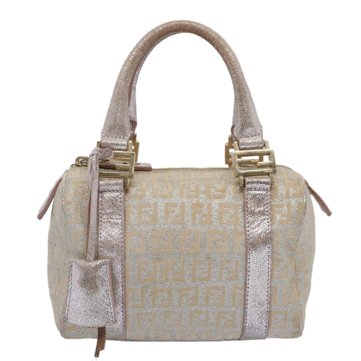 FENDI Zucchino Canvas Hand Bag Silveryk9629