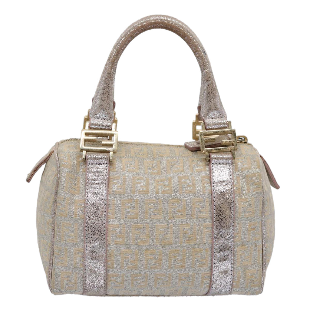 FENDI Zucchino Canvas Hand Bag Silveryk9629