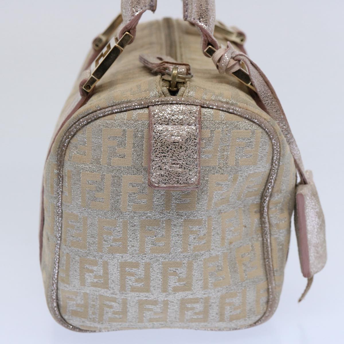 FENDI Zucchino Canvas Hand Bag Silveryk9629