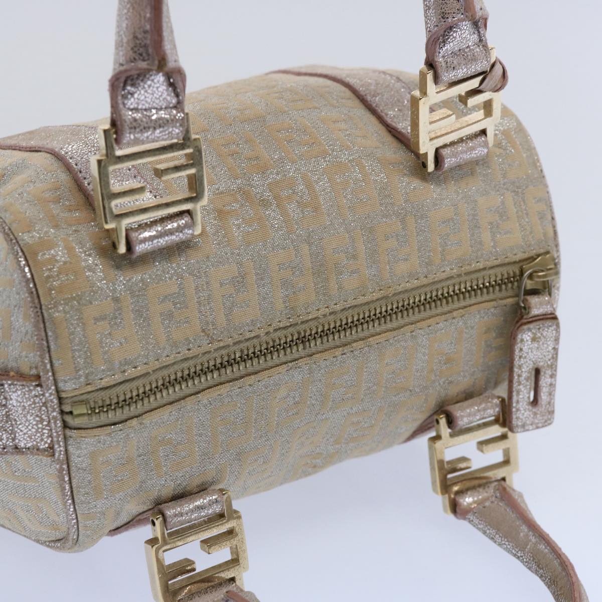 FENDI Zucchino Canvas Hand Bag Silveryk9629