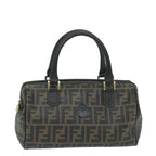 FENDI Zucca Canvas Boston Bag Black Brownyk9674