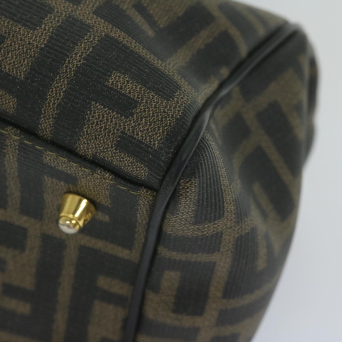 FENDI Zucca Canvas Boston Bag Black Brownyk9674