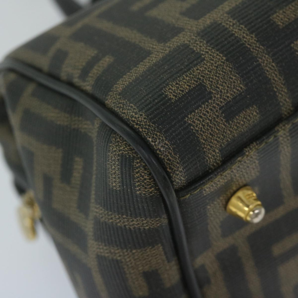 FENDI Zucca Canvas Boston Bag Black Brownyk9674