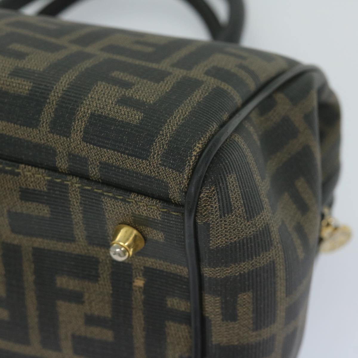 FENDI Zucca Canvas Boston Bag Black Brownyk9674