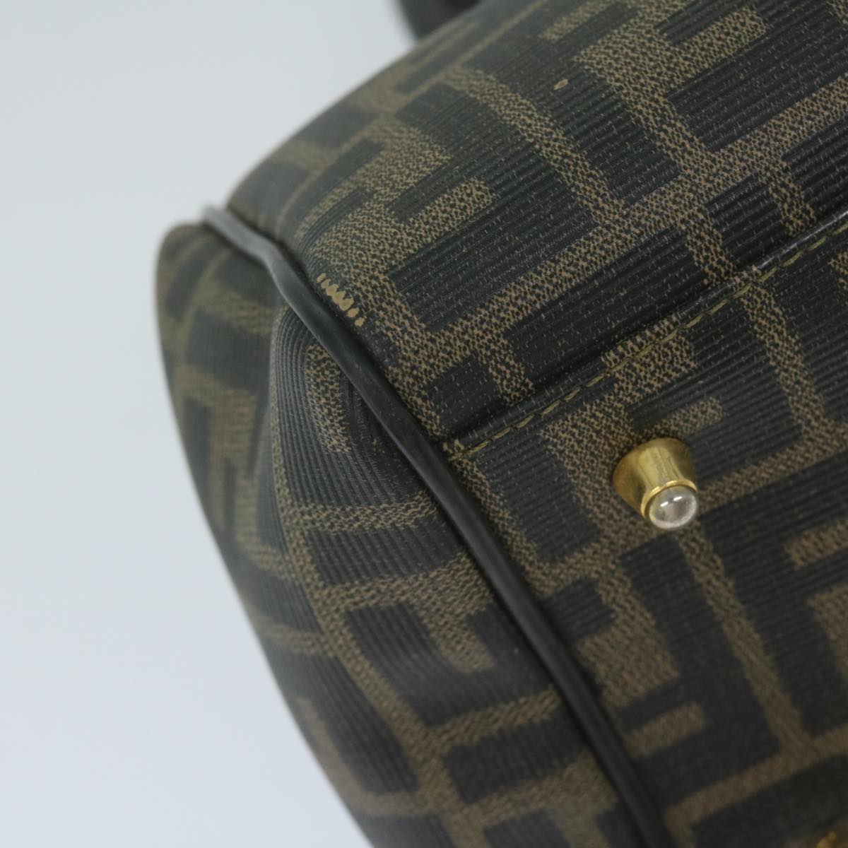 FENDI Zucca Canvas Boston Bag Black Brownyk9674