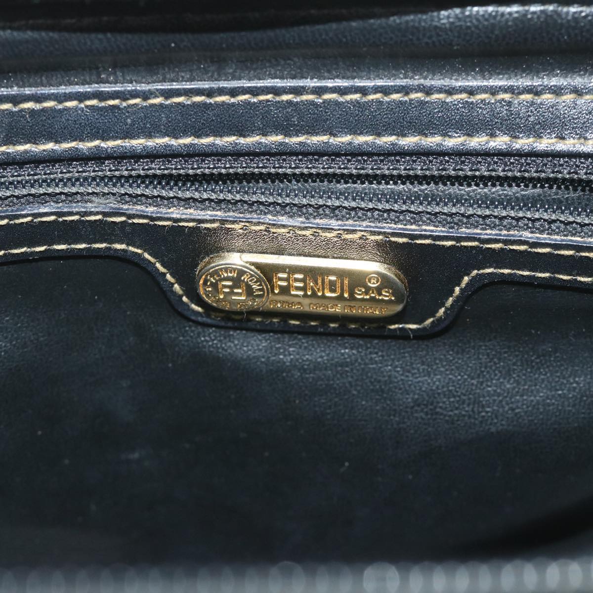 FENDI Zucca Canvas Boston Bag Black Brownyk9674