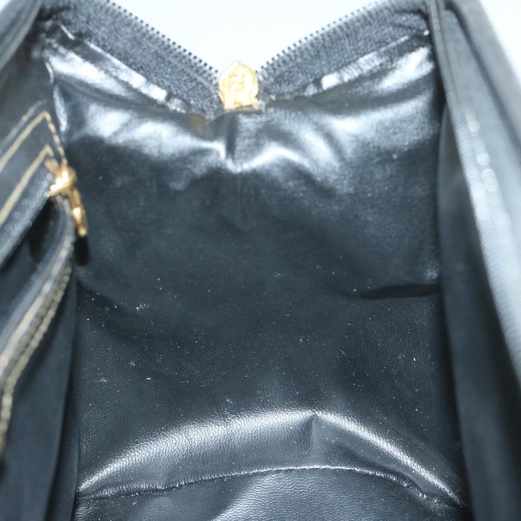 FENDI Zucca Canvas Boston Bag Black Brownyk9674