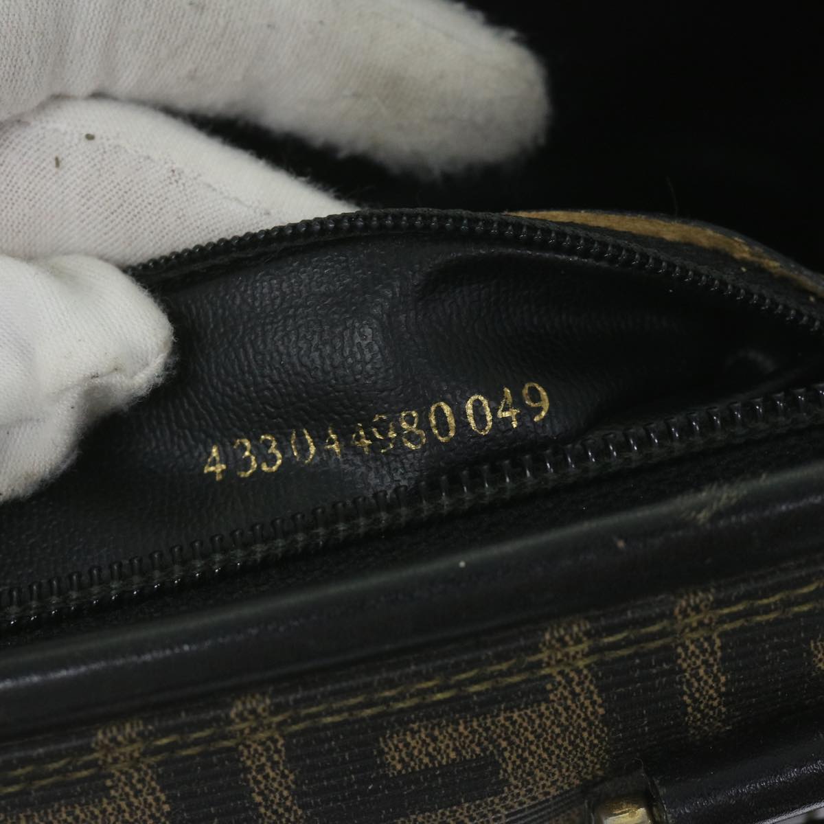 FENDI Zucca Canvas Boston Bag Black Brownyk9674