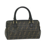 FENDI Zucca Canvas Boston Bag Black Brownyk9674