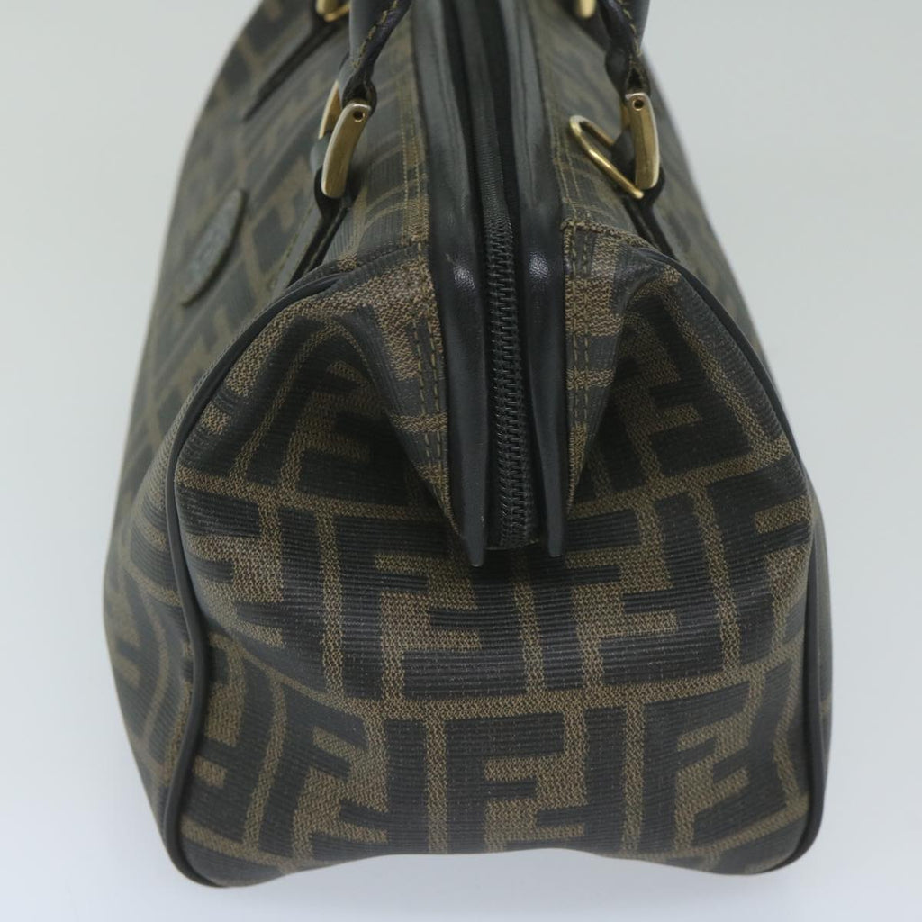 FENDI Zucca Canvas Boston Bag Black Brownyk9674