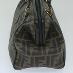 FENDI Zucca Canvas Boston Bag Black Brownyk9674