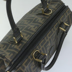 FENDI Zucca Canvas Boston Bag Black Brownyk9674