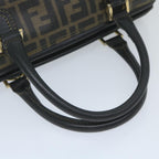 FENDI Zucca Canvas Boston Bag Black Brownyk9674