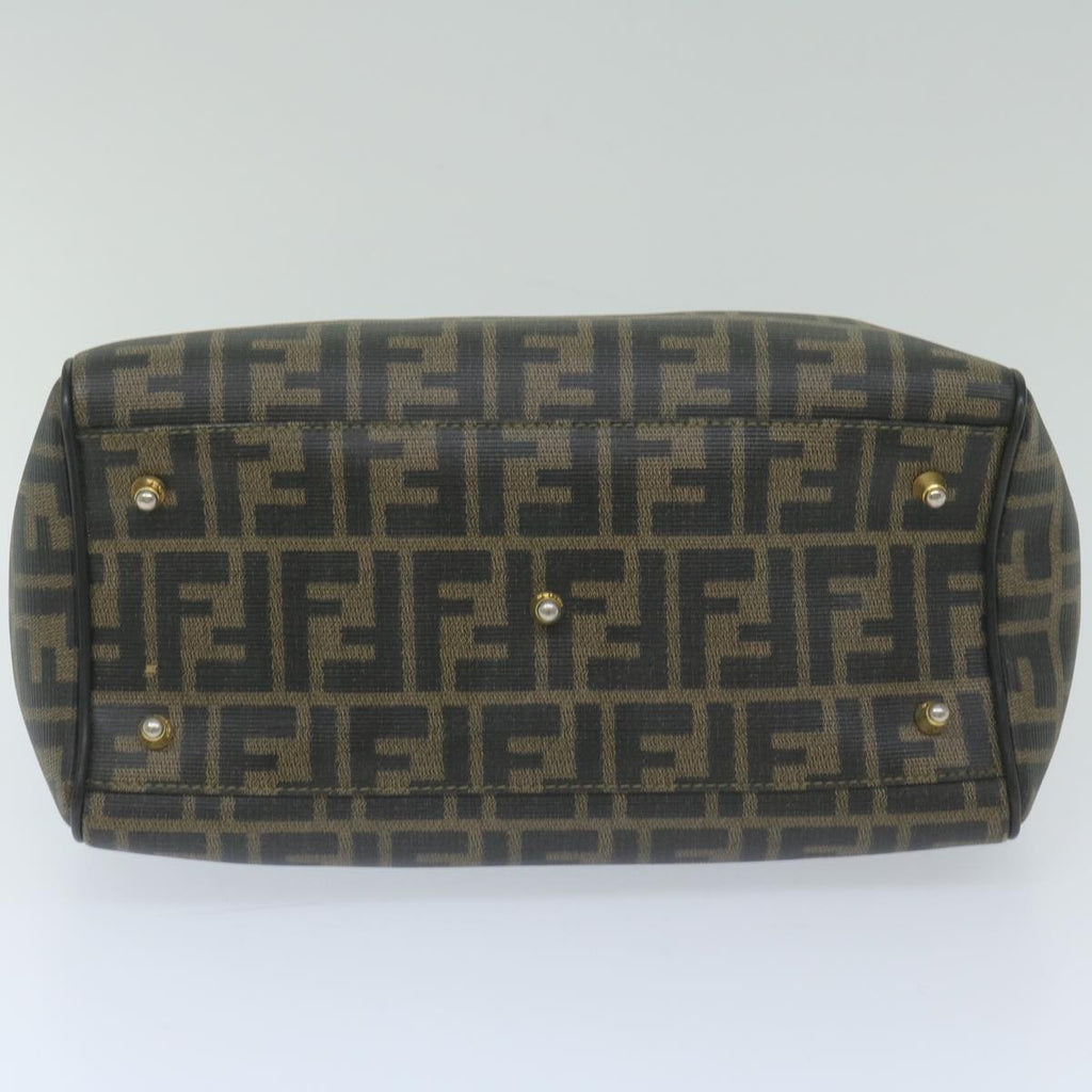 FENDI Zucca Canvas Boston Bag Black Brownyk9674