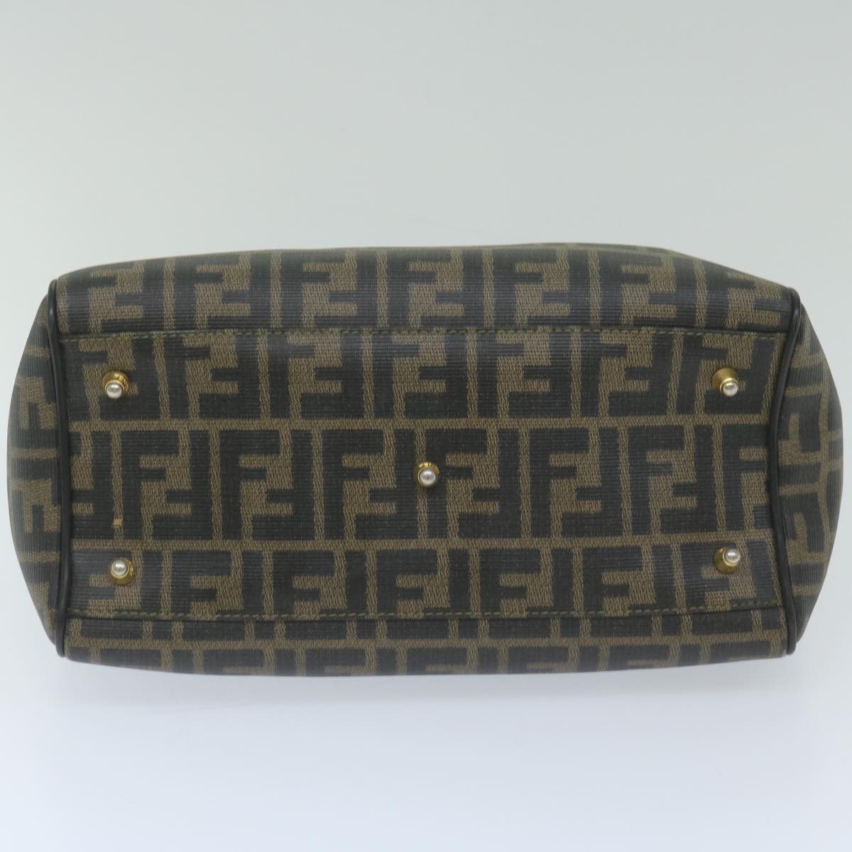 FENDI Zucca Canvas Boston Bag Black Brownyk9674