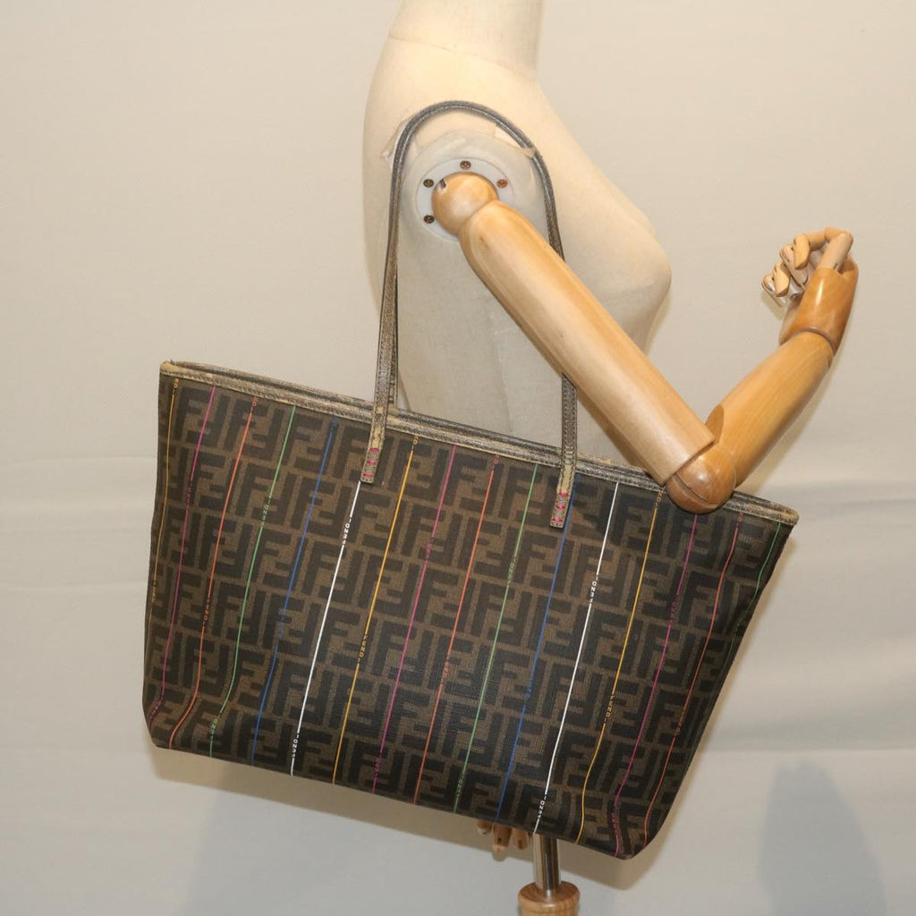FENDI Zucca Canvas Tote Bag Brown Blackyk9679