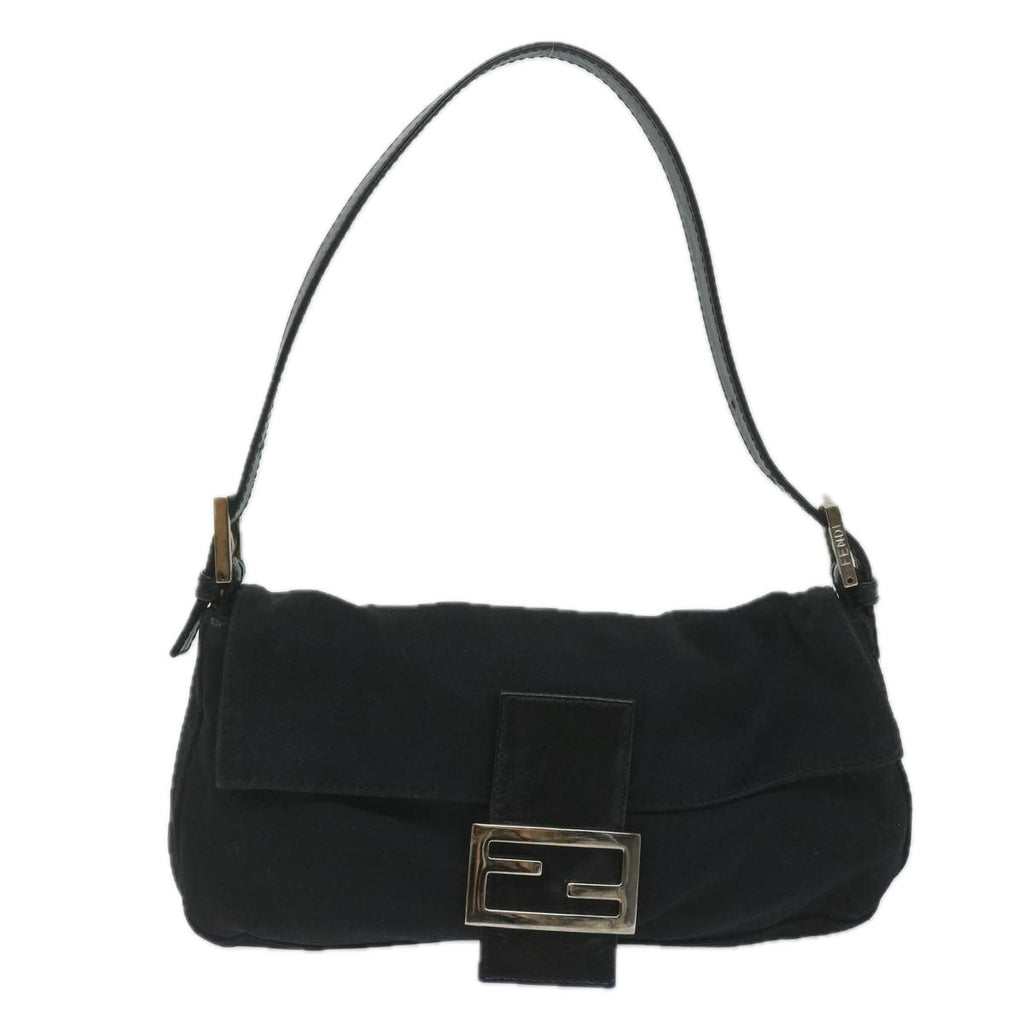 FENDI Mamma Baguette Shoulder Bag Nylon Black 2355 26424 008yk9685