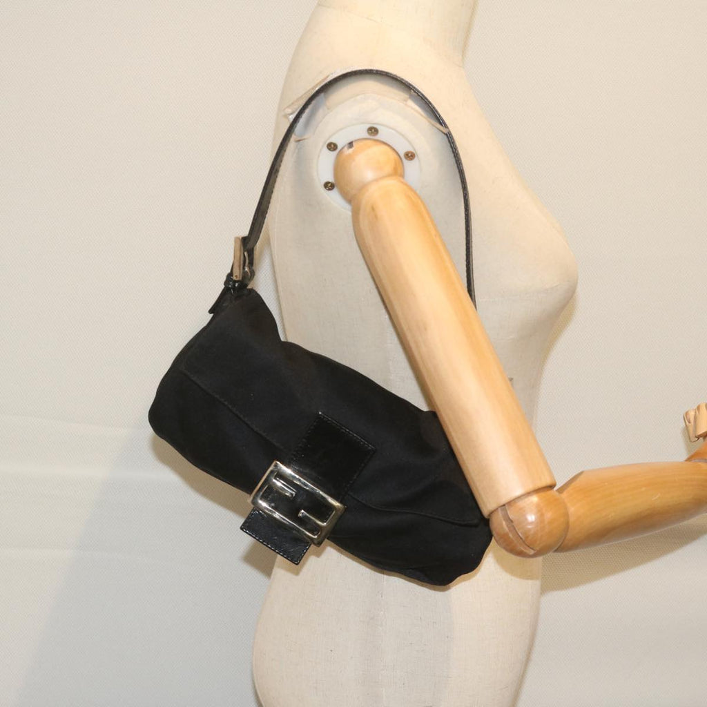 FENDI Mamma Baguette Shoulder Bag Nylon Black 2355 26424 008yk9685