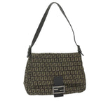 FENDI Zucchino Canvas Mamma Baguette Shoulder Bag Brownyk9694