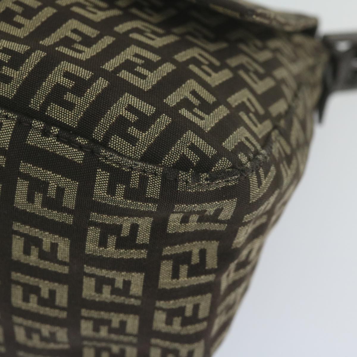 FENDI Zucchino Canvas Mamma Baguette Shoulder Bag Brownyk9694