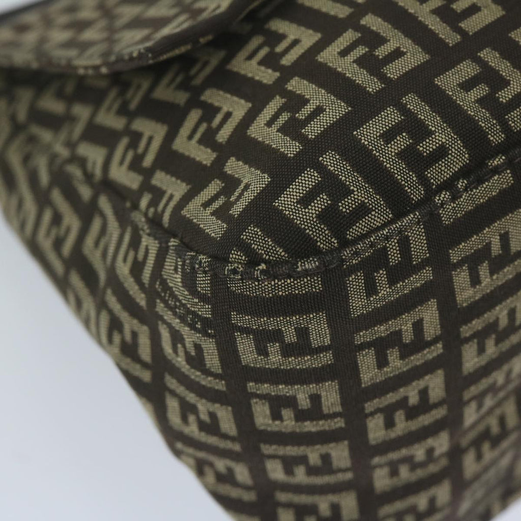 FENDI Zucchino Canvas Mamma Baguette Shoulder Bag Brownyk9694