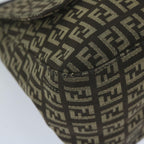 FENDI Zucchino Canvas Mamma Baguette Shoulder Bag Brownyk9694