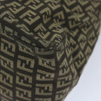 FENDI Zucchino Canvas Mamma Baguette Shoulder Bag Brownyk9694
