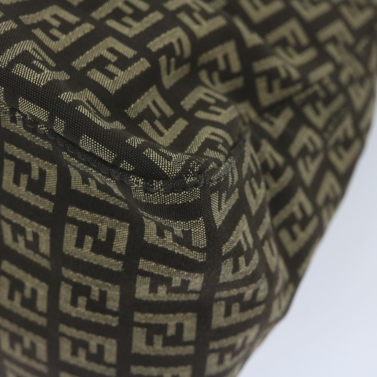 FENDI Zucchino Canvas Mamma Baguette Shoulder Bag Brownyk9694