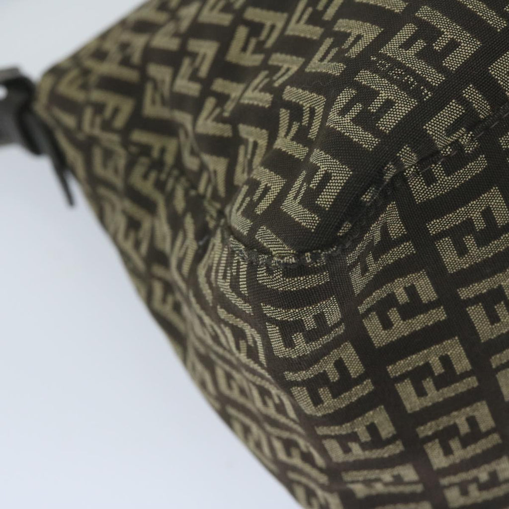 FENDI Zucchino Canvas Mamma Baguette Shoulder Bag Brownyk9694