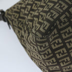FENDI Zucchino Canvas Mamma Baguette Shoulder Bag Brownyk9694